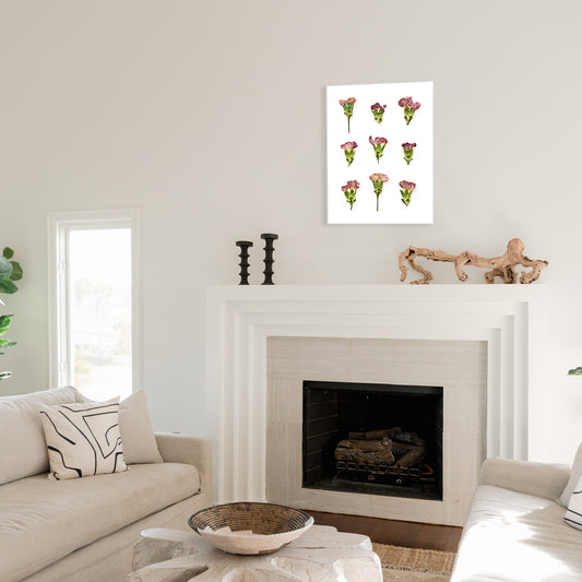 January Carnation Pressed Floral Custom Name Print