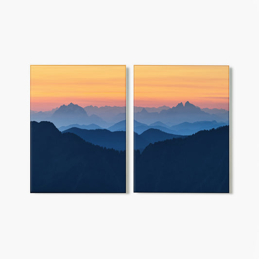 Twilight over North Cascades Diptych