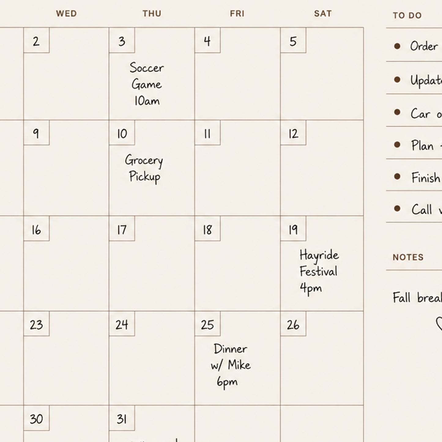 Writable Monthly Calendar: Cocoa
